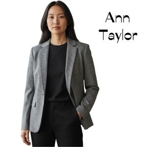 Ann Taylor Gray Academia Long Sleeve OfficeCore Jacket Blazer NWT Size 14